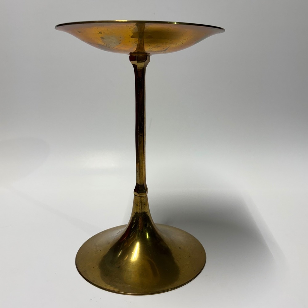 Vintage Solid Brass Pillar Candle Holder 8 Inch Pedestal Stand Made in India
